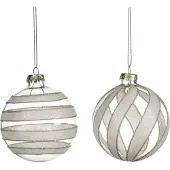 Goodwill Kerstbal Glas Wit D 8 cm Voordeelass. Per 2 Stuks