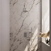 Brauer Chrome Carving thermostatische inbouw regendouche 3-weg omstelling SET 41 met 20 cm douchekop en plafondarm en staaf handdouche en doucheslang en geïntegreerde glijstang chroom