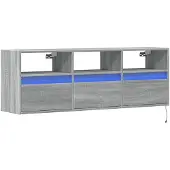 vidaXL Tv-wandmeubel met LED-verlichting 130x31x45 cm grijs sonoma