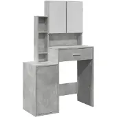 vidaXL Kaptafel met kastje 80x35x132 cm betongrijs