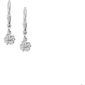 The Jewelry Collection oorhangers klaver brisur haak zilver wit 1004207