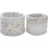 Vertbaudet Set van 2 omkeerbare manden BLOEMEN beige