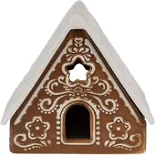 Clayre & Eef Waxinelichthouder Gingerbread house 8x8x8 cm Bruin Porselein