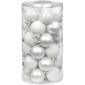 Inge-glas 60x stuks kleine glazen kerstballen wit mix 4 cm - Kerstboomversiering/kerstversiering