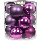 Inge-glas 36x Paarse glazen kerstballen 8 cm glans en mat - Kerstboomversiering paars