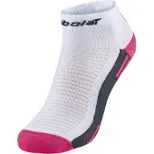 Babolat padel quarter socks - white / roseberry - maat 43-46