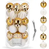 Springos Kerstballen 30 Stuks 7 cm Goud/Wit