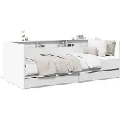 vidaXL Dagbed met lades, zonder matras, wit, 90x190 cm
