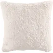 Tiseco - Kussen (gevuld) RUBY - zacht imitatie konijnenbont - 45x45 cm, Ivoire