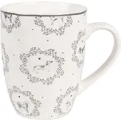Clayre & Eef Mok 325 ml Wit Grijs Porselein Honden