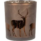 Clayre & Eef Theelichthouder Ø 9x10 cm Bruin Glas