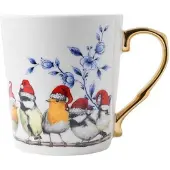 Heinen Delfts Blauw mok Bosvogels kerst