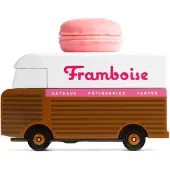 Candylab Toys Candycar Vans: MACARON VAN Pink (H189) 8,4x4,1x6,5cm, wooden diecast, in giftbox, 3+