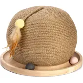 Designed By Lotte Krab- en Speelbol Mila - Kattenspeelgoed - Krabbol - Hout - Bruin - 29,5x29,5x22 cm