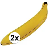 Henbrandt Opblaasbare banaan – geel – 80 cm – opblaas fruit - 2x - tropisch - zwembad/feest - decoratie