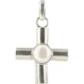 Ruben Robijn Parel hanger in zilver breed kruis