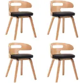 vidaXL Eetkamerstoelen 4 st gebogen hout en kunstleer zwart