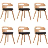 vidaXL Eetkamerstoelen 6 st gebogen hout en kunstleer zwart