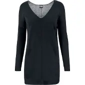 Urban Classics Sweatshirts - Ladies Fine Knit Oversize V-Neck Sweater - S tot 4XL - voor Vrouwen - zwart - Maat M