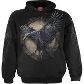 Spiral Trui met capuchon - Raven Wise - S tot XXL - voor Mannen - zwart - Maat M