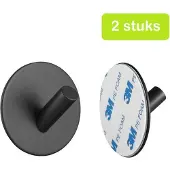 XIVADA Handdoekhaakjes Xavi - Zelfklevend - Rvs - Zwart - Set van 2