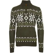 !Solid Trui 'Norwin' bruin / olijfgroen / wit