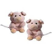 Schmoozies 4x stuks pluche varken/big knuffel 11 cm met beschrijfbaar label