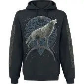 Spiral Trui met capuchon - Celtic Wolf - S tot 4XL - voor Mannen - zwart - Maat S
