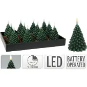 Home & Styling Kerst - Ledkaars kerstboom 11cm - LED - Donkergroen