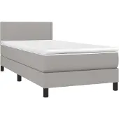 vidaXL Boxspring met matras stof lichtgrijs 90x190 cm