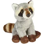 Ravensden Pluche knuffel dier Wasbeer - grijs - 15 cm - Wasberen - Knuffeldier