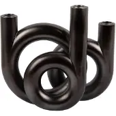 Present Time Kandelaar Rings Medium - Grijs - 18x12x20cm - Scandinavisch - Polyresin