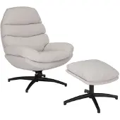 Bronx Draaifauteuil met hocker Palma linnen off white