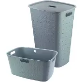 Curver Softex Wasmand met Deksel 56L + Wasmand 45L - Blauw