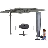 Madison Mega combi deal! parasol saint-tropez grey + voet + hoes