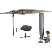 Madison Mega combi deal! parasol saint-tropez ecru + voet + hoes