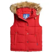 Superdry Dames Gewatteerd vest van imitatiebont Everest rood (S), Casual, Polyester W5011551A