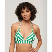 Superdry Dames Triangel bikinitop met groene strepen (XS), Strandkleding, Gerecycled polyester, Duurzaam W3010395A