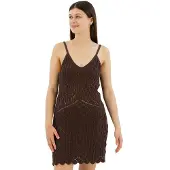 Superdry Gehaakte Cami Mini-jurk Bruin Grootte: 44