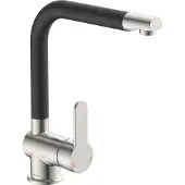 Schutte Rio Design Keukenkraan - Mengkraan - Hoge, Draaibare Uitloop - Zijdelingse Greep - RVS-look/Zwart