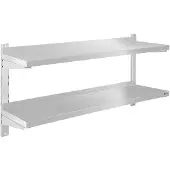 Royal Catering Dubbele stalen wandplank, verstelbaar, 120 cm