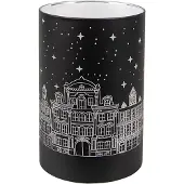 Clayre & Eef Waxinelichthouder met LED Ø 9x16 cm Zwart Glas Zwart