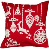 Clayre & Eef Kussenhoes 45x45 cm Rood Wit Polyester Vierkant Kerst Rood