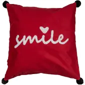 Clayre & Eef Kussenhoes 45x45 cm Rood Wit Polyester Vierkant smile Rood