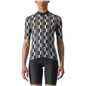 Castelli Dimensione Fietsjersey Zwart Wit Elektrisch Lime Dames, Maat XS