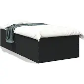 vidaXL Bedframe bewerkt hout zwart 75x190 cm