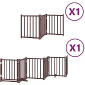 vidaXL Hondenhek inklapbaar 9 panelen 450 cm populierenhout bruin