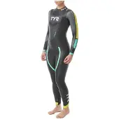 Tyr Hurricane Cat 2 Dames Triathlon Wetsuit Zwart/Geel/Turquoise