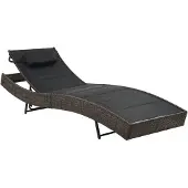 vidaXL Ligbed poly rattan en textileen bruin
