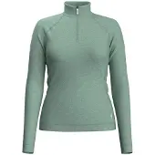 Smartwool Ondershirt Women Classic Thermal Merino Base Layer 1/4 Zip Hoodie Boxed Cascade Green Heather-M
